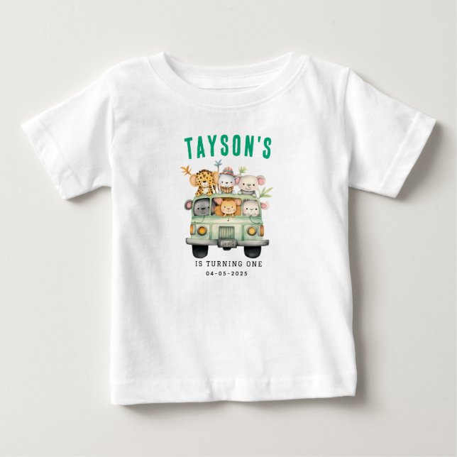 T-shirt Pour Bébé Wild One Jungle Safari Animaux Garçon 1er annivers (Devant)