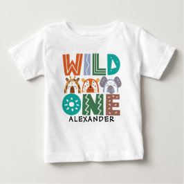 T-shirt Pour Bébé Wild One Jungle Thème 1er anniversaire Baby T-shir