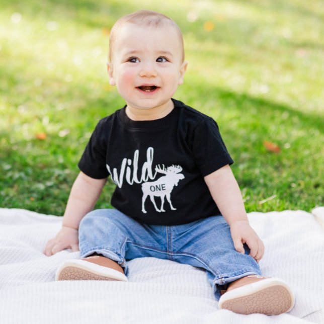 T-shirt Pour Bébé Wild One Moose 1ère fête d'anniversaire (Créateur téléchargé)