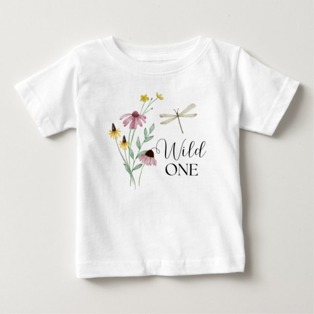 T-shirt Pour Bébé Wild One - Premier anniversaire Chemise florale (Devant)