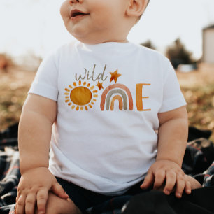 T-shirt Pour Bébé Wild One premier anniversaire Rainbow et Sun Party