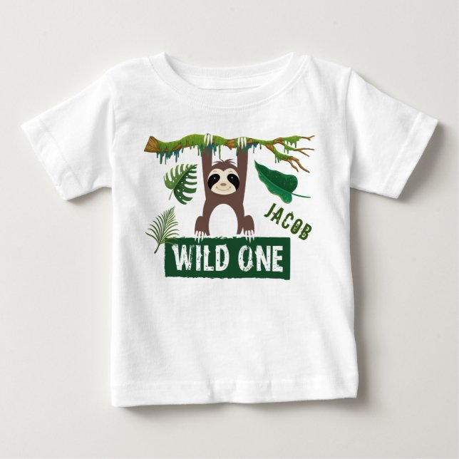 T-shirt Pour Bébé Wild One Sloth 1er Anniversaire (Devant)