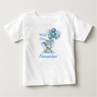Wild Un 1er anniversaire Blue Baby Elephant Ballon