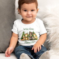 Wild Un 1er anniversaire Forêt Animaux Arbres