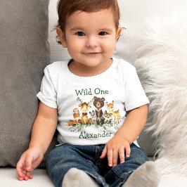 T-shirt Pour Bébé Wild Un 1er anniversaire Forêt forestière Animaux