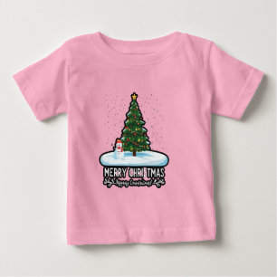 T-shirt Pour Bébé "Winter Wonderland : Arbres de Noël, Snowmen & Rei