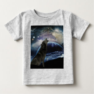 T-shirt Pour Bébé Wolf hurle sur la lune