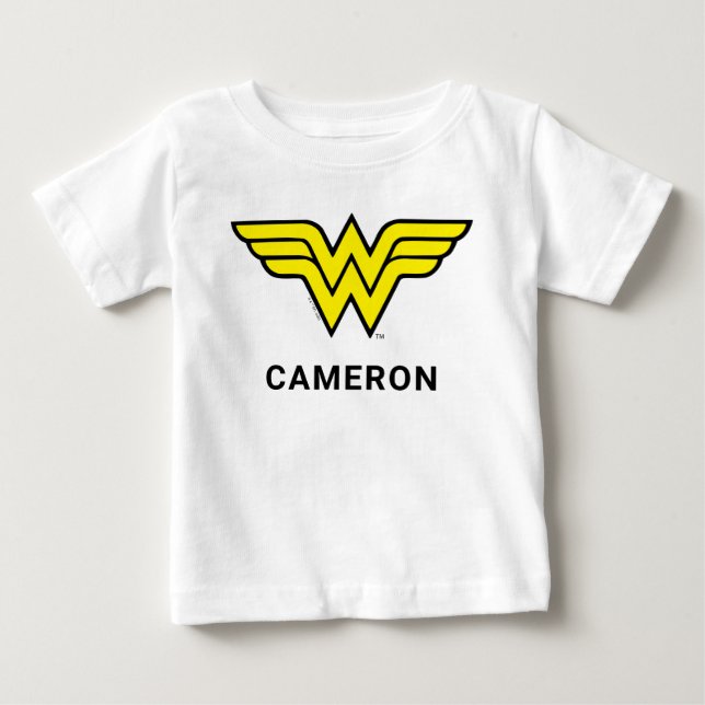 T-shirt Pour Bébé Wonder Woman | Logo classique | Ajouter Votre Nom (Devant)