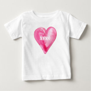 T-shirt Pour Bébé XOXO Love Pink Watercolor Coeur de la Saint-Valent