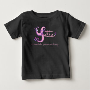 T-shirt Pour Bébé Yetta filles nom signifiant Y coeurs monogrammes
