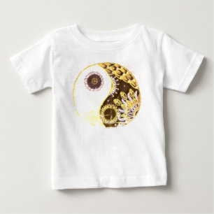 T-shirt Pour Bébé Yin Et Yang Peinture Florale Jaune