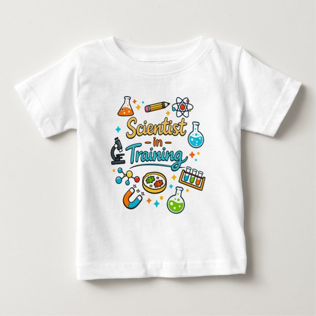 T-shirt Pour Bébé Young Scientist in Training Invitation (Devant)