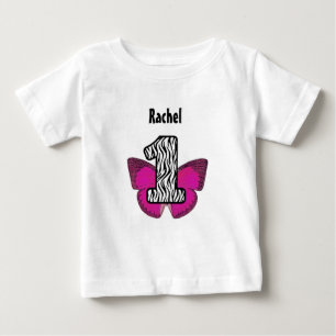 T-shirt Pour Bébé Zèbre de 1 an et papillon V01 de premier