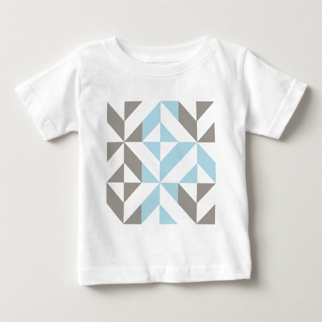 T-shirt Pour Bébé ZigZag géométrique bleu et argent (Devant)