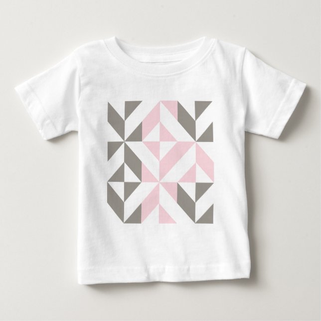 T-shirt Pour Bébé ZigZag géométrique rose et argent (Devant)