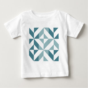 T-shirt Pour Bébé ZigZag géométrique vert turquoise à deux tons