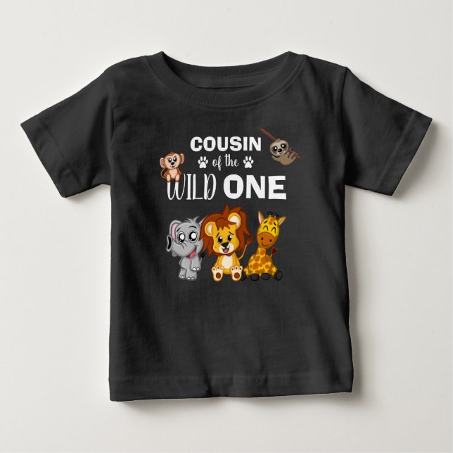 T-shirt Pour Bébé Zoo animal Cousin de la Jungle sauvage mignonne (Devant)