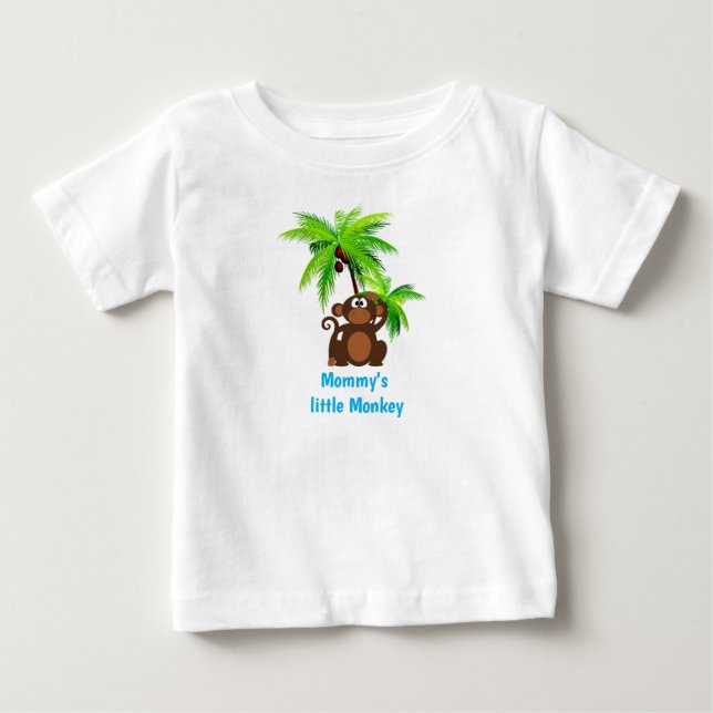 T-shirt Pour Bébé Zoo Animal Singe et Palmier (Devant)