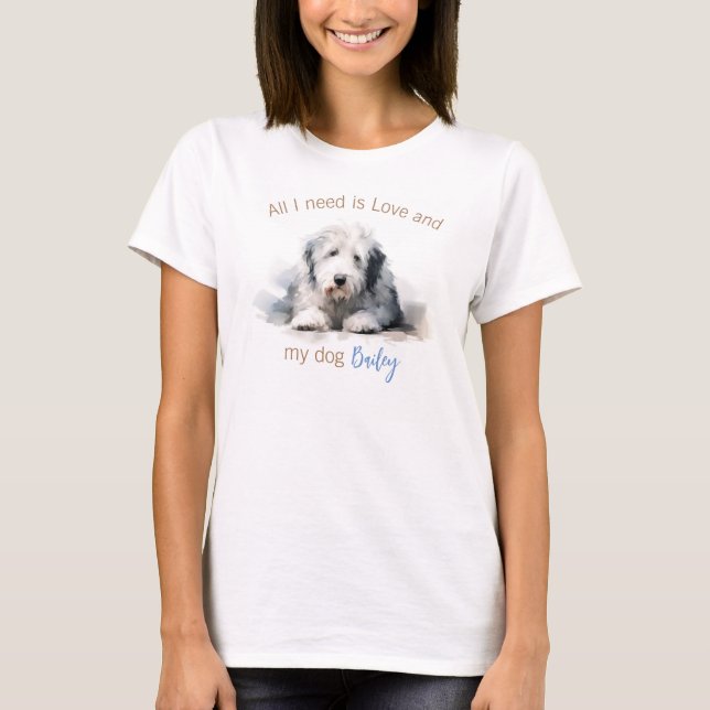 T-Shirt pour chien de berger anglais (Devant)