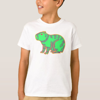 T-shirt pour enfants au capybara néon – Animal col