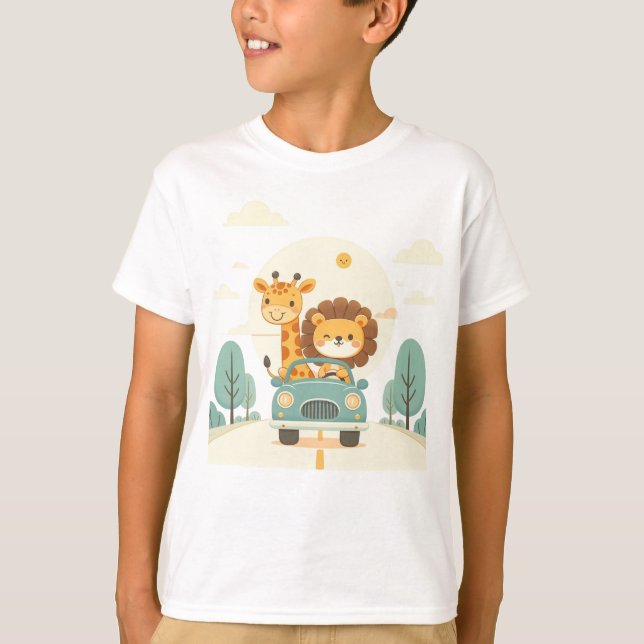 T-shirt pour enfants avec de mignons animaux de ca (Devant)