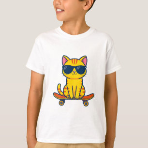 T-shirt pour enfants avec un chat qui fait du skat
