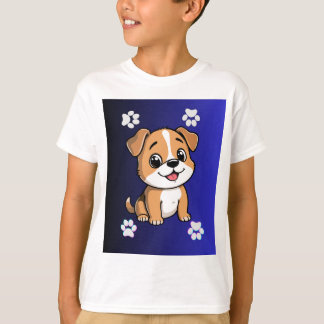 T-shirt pour enfants avec un chiot de dessin animé