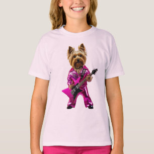 T-shirt pour enfants avec Yorkie Rock Star Mignon