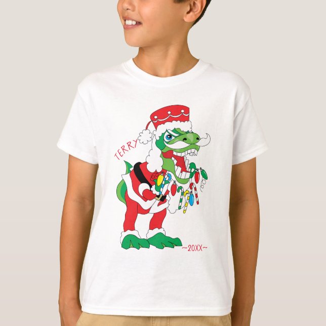T-shirt pour enfants de Noël TySANTAsaurus Rex 2 (Devant)