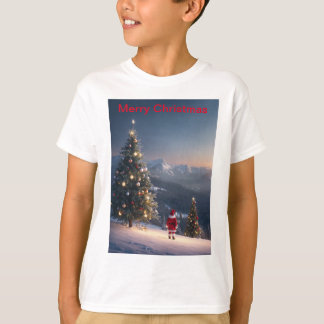 T-shirt pour enfants du Père Noël Snowy Mountain