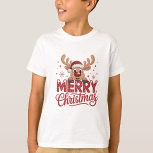 T-shirt pour enfants Joyeux Noël Renne Mignon