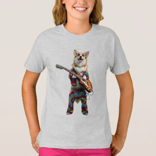 T-shirt pour enfants Rock Star Corgi Mignon