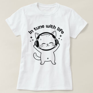 T-shirt pour femme avec chat | Tee-shirt mignon mi