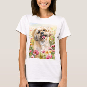 T-shirt pour femme Lhasa Apso aquarelle