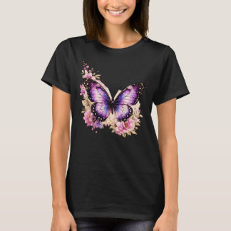 T-shirt pour femmes à motif papillon fleuri Bloom