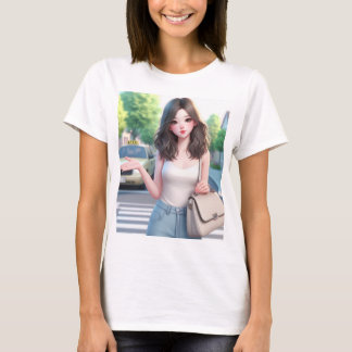 T-shirt pour femmes avec belle dame 3D Art Imprime