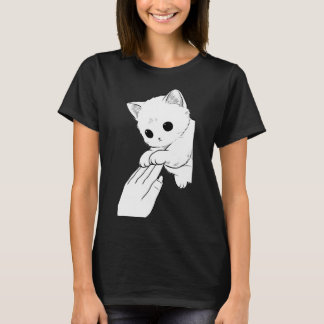 T-shirt pour femmes avec chat blanc mignon jouant