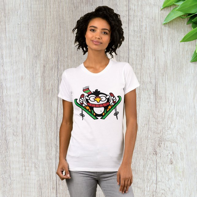 T-Shirt pour femmes en saut de ski de pingouin (Créateur téléchargé)