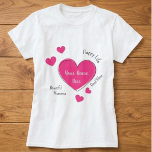 T-Shirt pour femmes personnalisé avec cœur rose