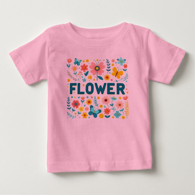 T-shirt pour filles avec des lettres mignonnes et  (Devant)