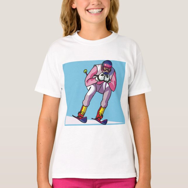 T-Shirt Pour Filles De Ski À Descente (Devant)
