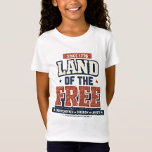 T-shirt pour filles patriotiques Terre de liberté 
