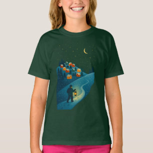 T-shirt pour filles scène nocturne de la promenade