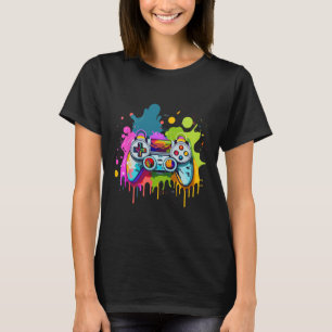 T-shirt Pour Gamers Paint Contrôleur Jeu Appareils Vidéo G