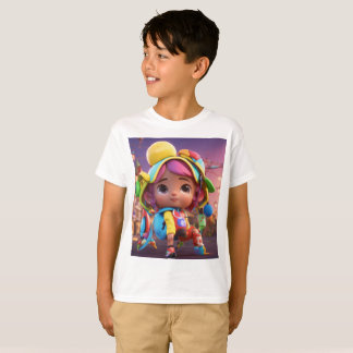 T-Shirt pour garçon en caricature colorée