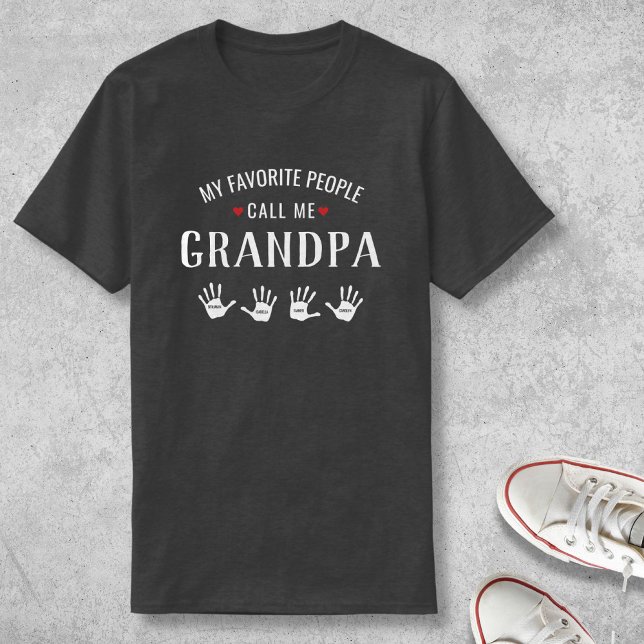 T-shirt Pour grand-père avec 4 petits noms Personnalisé (Créateur téléchargé)