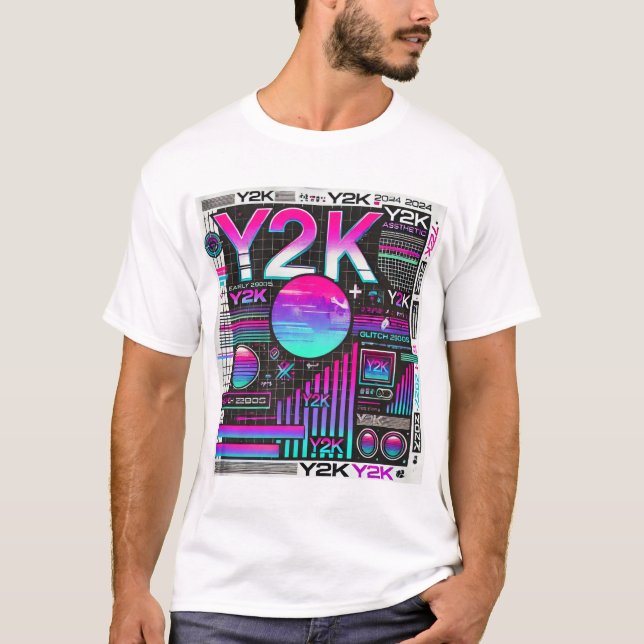 T-shirt pour hommes de technologie esthétique rétr (Devant)