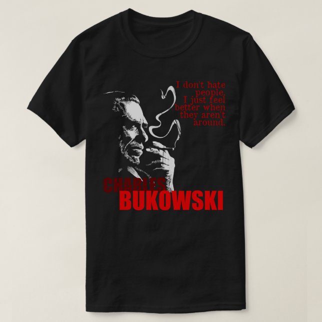 T-shirt Pour Hommes Femmes Charles Bukowski Idol Cadeaux F (Design devant)