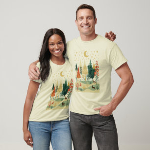 T-shirt pour hommes Forêt hivernale nocturne Lun
