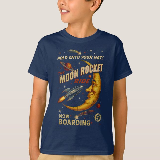 T-shirt pour jeunes de la moon Rocket Ride (Marine (Devant)